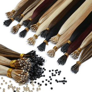 Image suggestion: A photo of nano or micro rings applied to hair, showcasing the small size and secure fit.